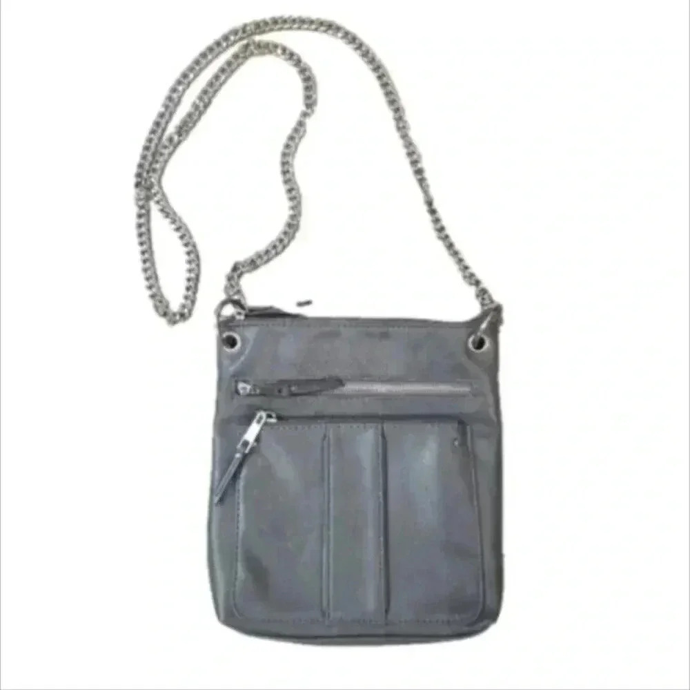 Grey Faux Leather Crossbody with Chain Strap NWOT - Picture 3 of 9